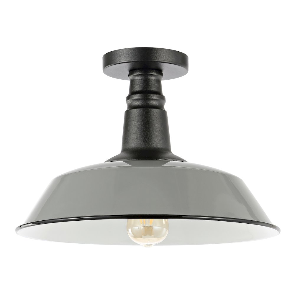 Camila Classic Industrial Indoor/Outdoor Iron Led Semi Flush Mount. Picture 1