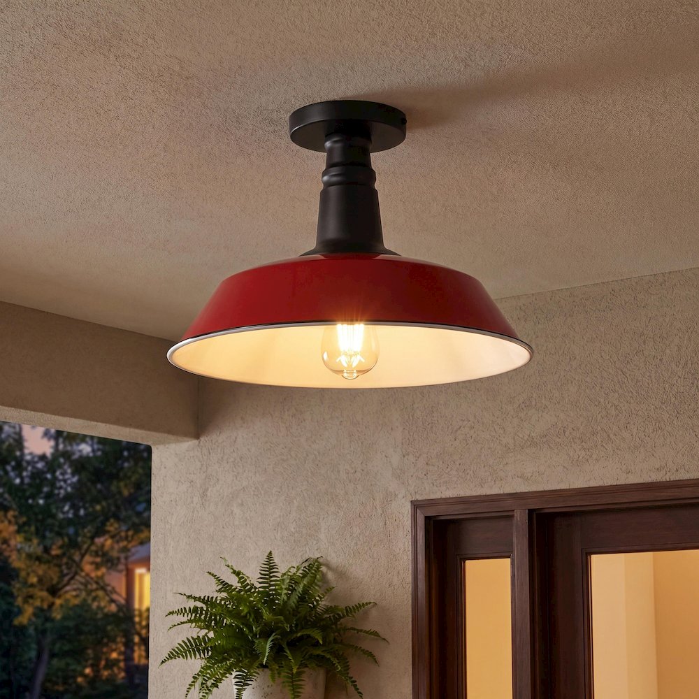 Camila Classic Industrial Indoor/Outdoor Iron Led Semi Flush Mount. Picture 9