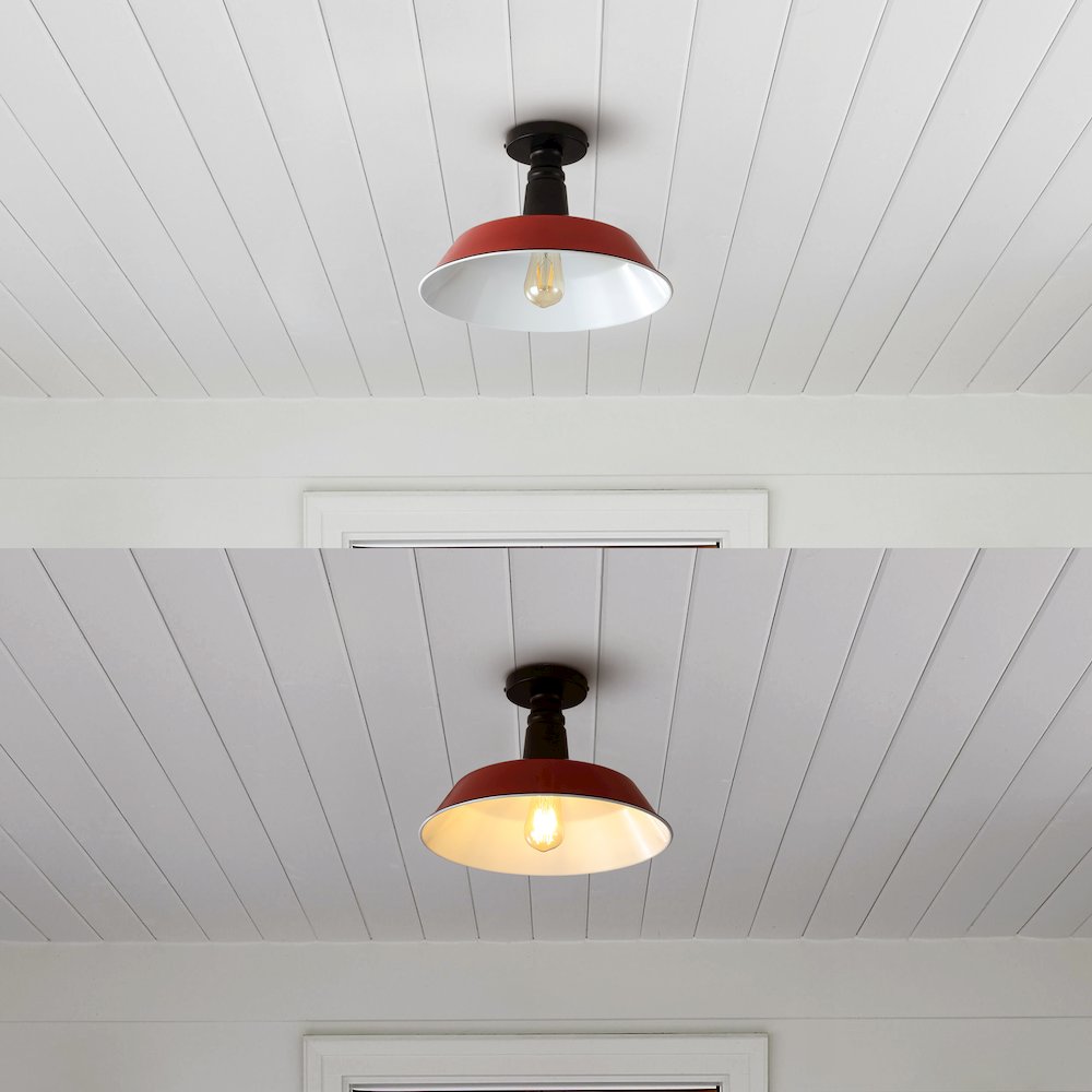 Camila Classic Industrial Indoor/Outdoor Iron Led Semi Flush Mount. Picture 8