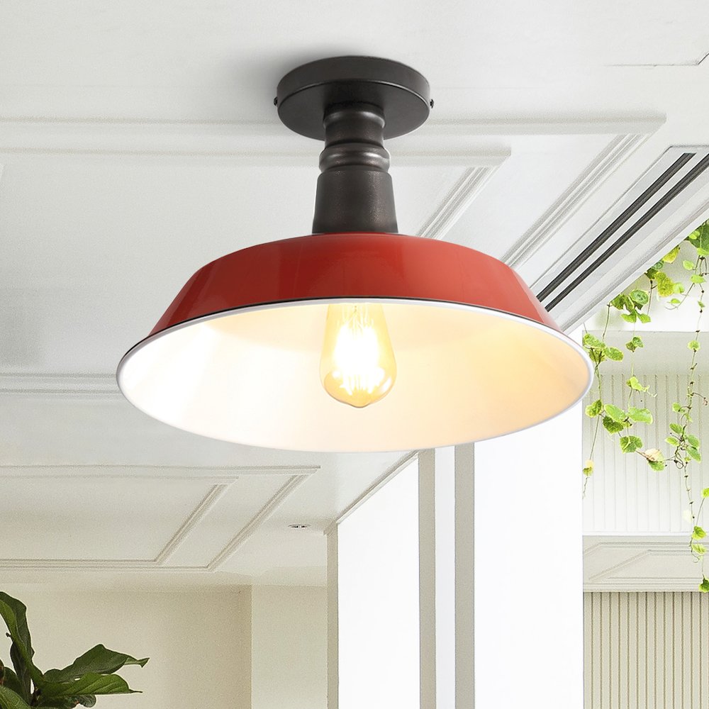 Camila Classic Industrial Indoor/Outdoor Iron Led Semi Flush Mount. Picture 7