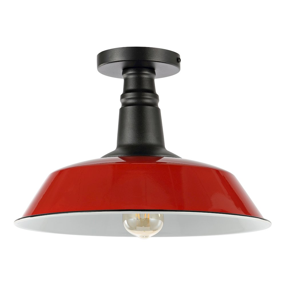 Camila Classic Industrial Indoor/Outdoor Iron Led Semi Flush Mount. Picture 1
