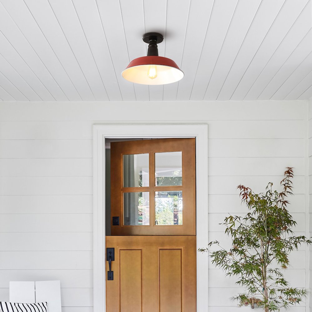 Camila Classic Industrial Indoor/Outdoor Iron Led Semi Flush Mount. Picture 4