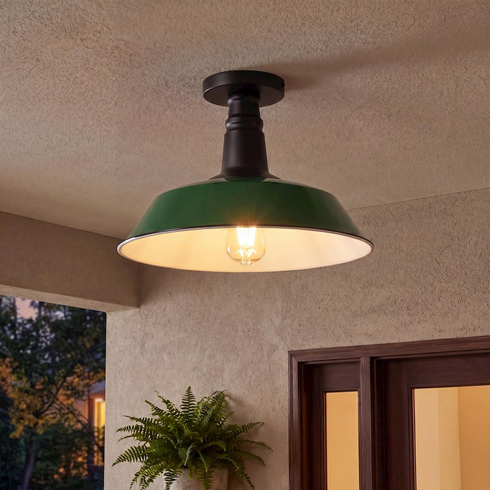 Camila Classic Industrial Indoor/Outdoor Iron Led Semi Flush Mount. Picture 9