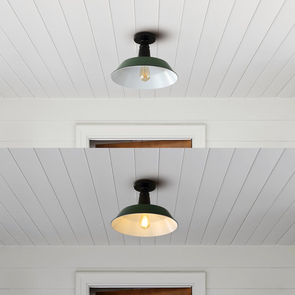Camila Classic Industrial Indoor/Outdoor Iron Led Semi Flush Mount. Picture 8