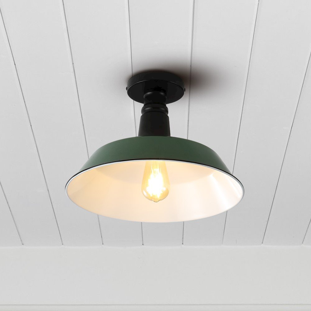 Camila Classic Industrial Indoor/Outdoor Iron Led Semi Flush Mount. Picture 6