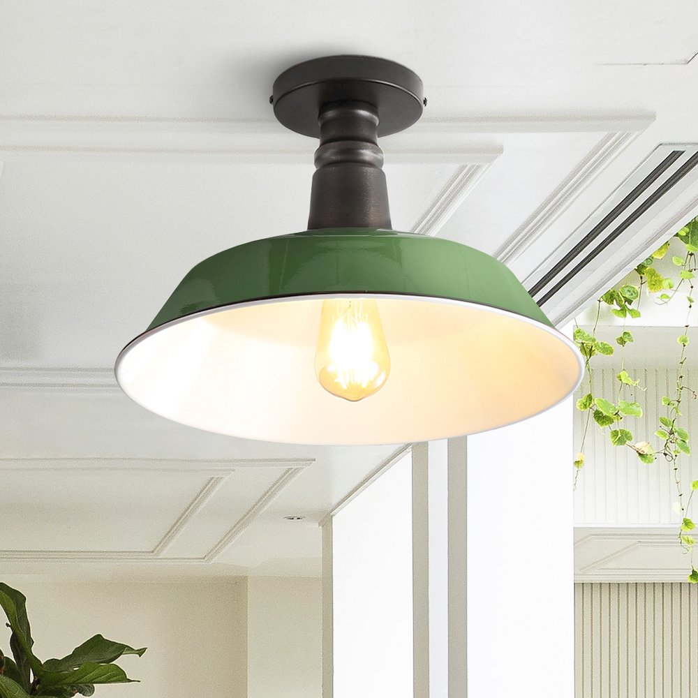 Camila Classic Industrial Indoor/Outdoor Iron Led Semi Flush Mount. Picture 7