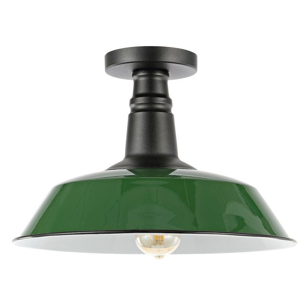 Camila Classic Industrial Indoor/Outdoor Iron Led Semi Flush Mount. Picture 1