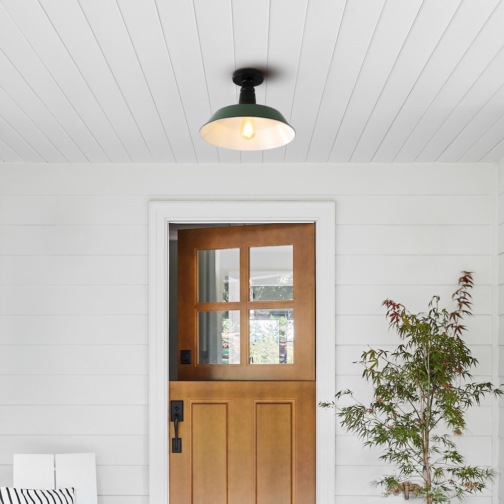 Camila Classic Industrial Indoor/Outdoor Iron Led Semi Flush Mount. Picture 4