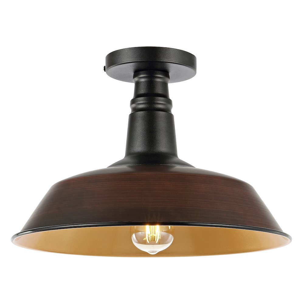 Camila Classic Industrial Indoor/Outdoor Iron Led Semi Flush Mount. Picture 5