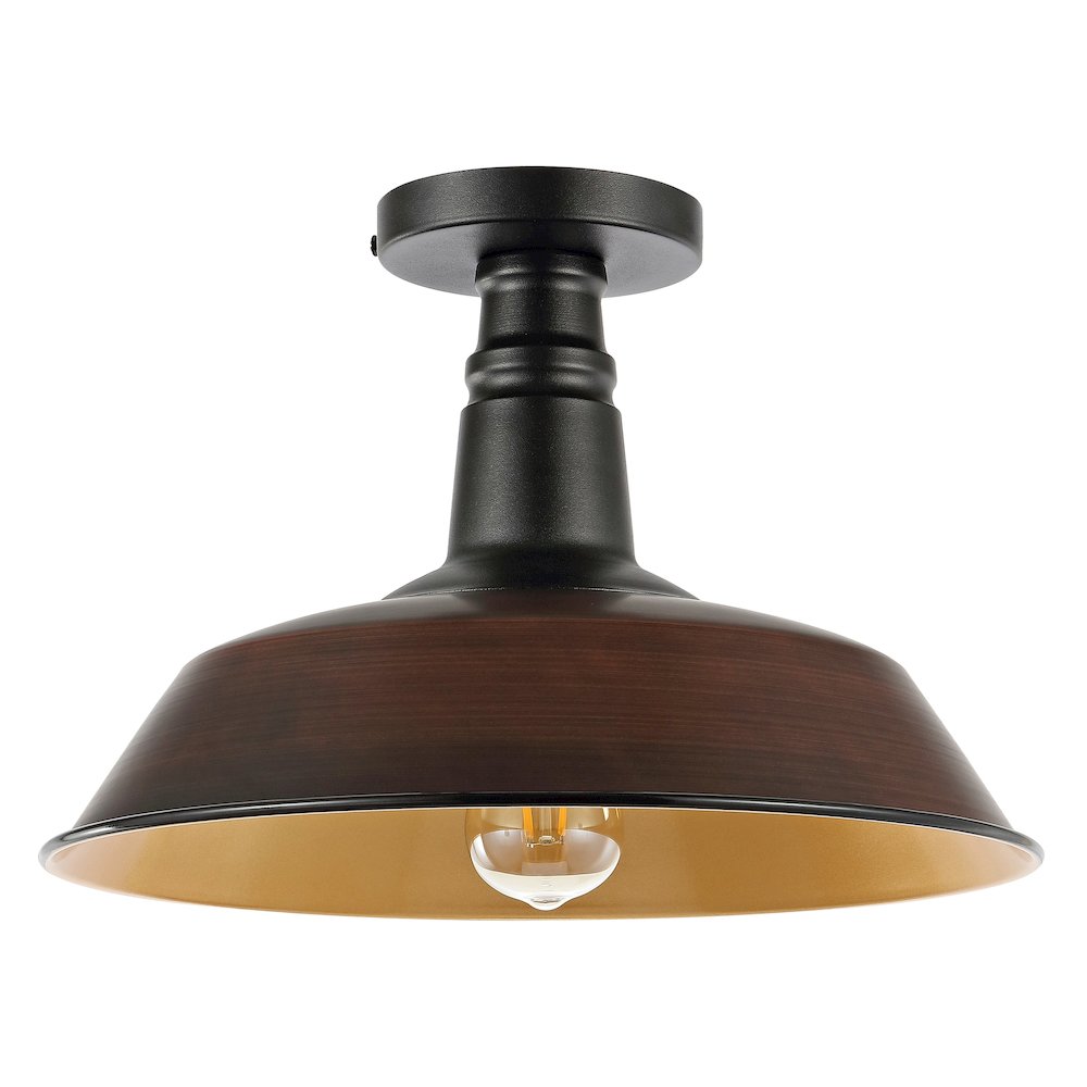 Camila Classic Industrial Indoor/Outdoor Iron Led Semi Flush Mount. Picture 1