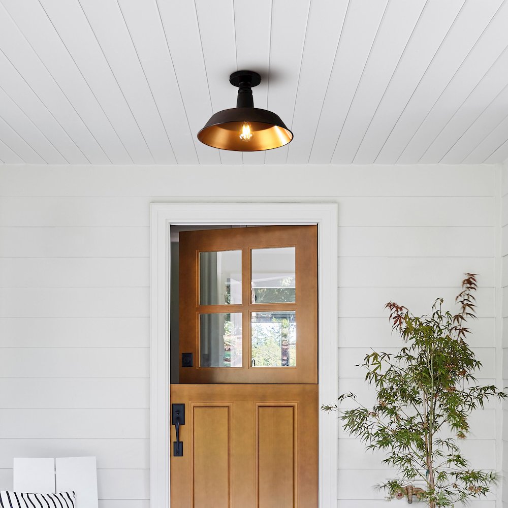 Camila Classic Industrial Indoor/Outdoor Iron Led Semi Flush Mount. Picture 4