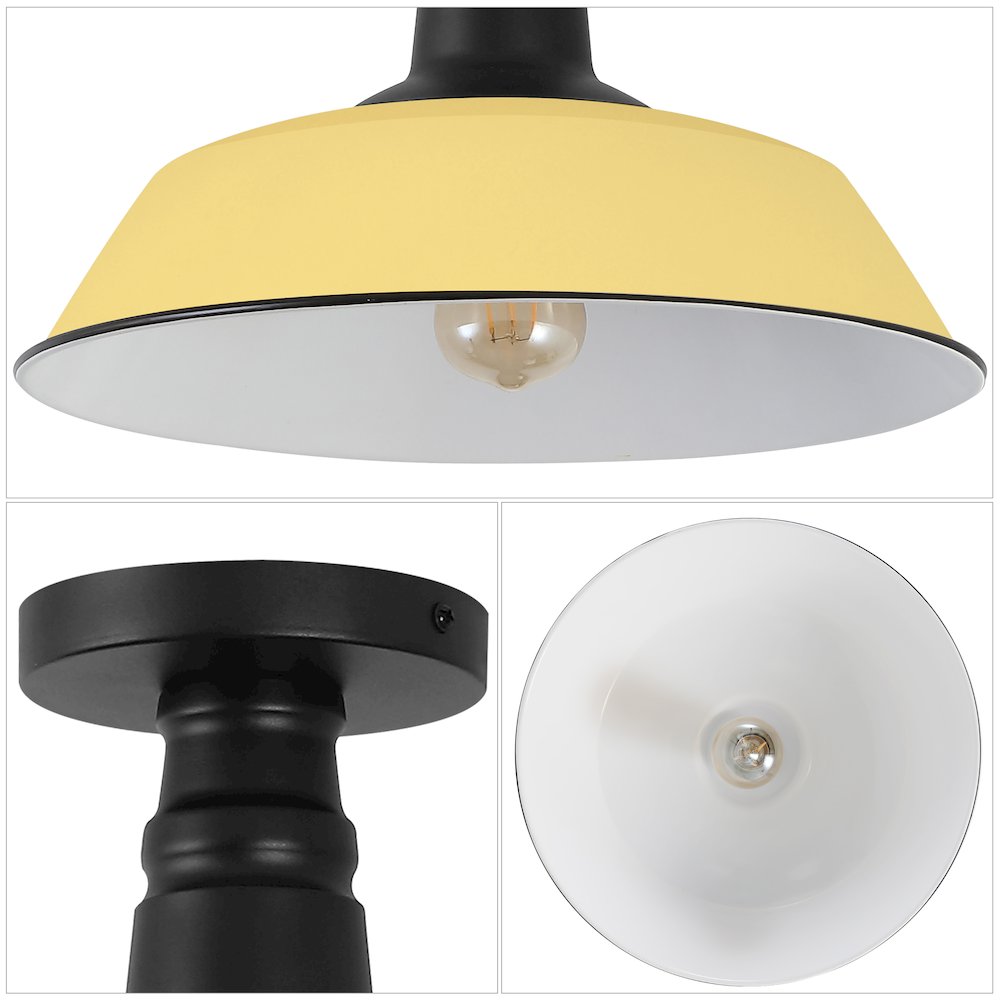 Indoor/Outdoor Iron LED Semi Flush Mount, Matte Yellow. Picture 5