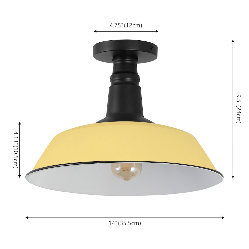 Indoor/Outdoor Iron LED Semi Flush Mount, Matte Yellow. Picture 4