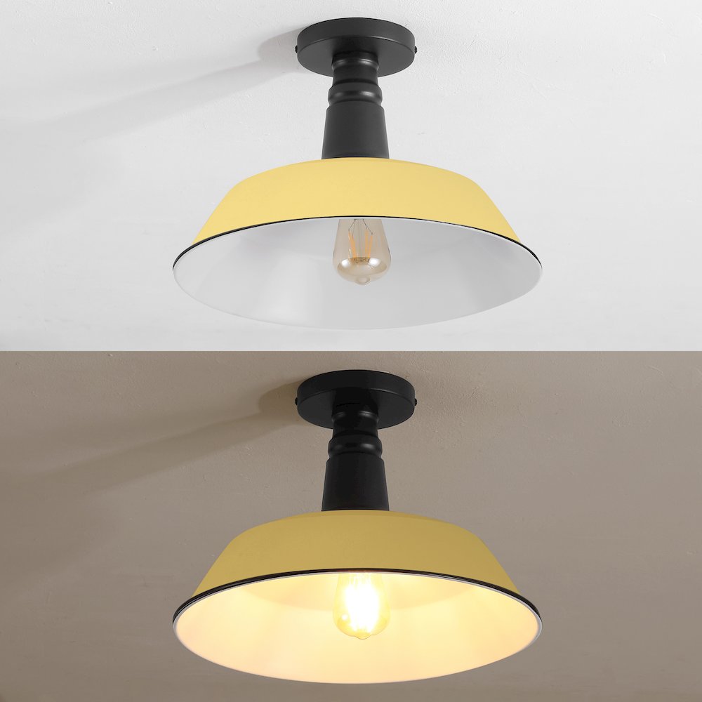 Indoor/Outdoor Iron LED Semi Flush Mount, Matte Yellow. Picture 6