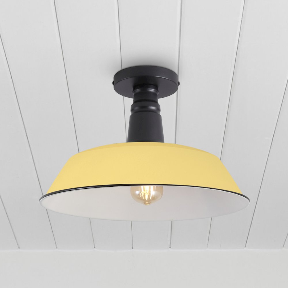 Indoor/Outdoor Iron LED Semi Flush Mount, Matte Yellow. Picture 7