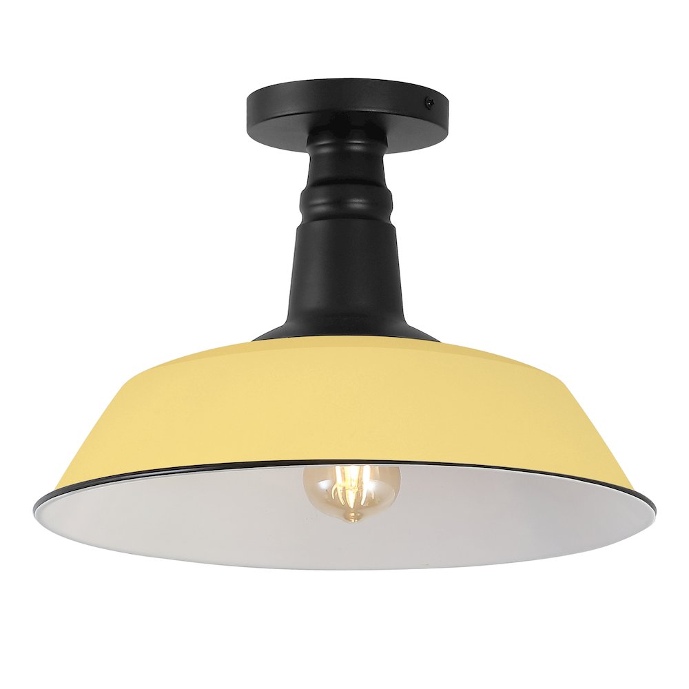 Indoor/Outdoor Iron LED Semi Flush Mount, Matte Yellow. Picture 1