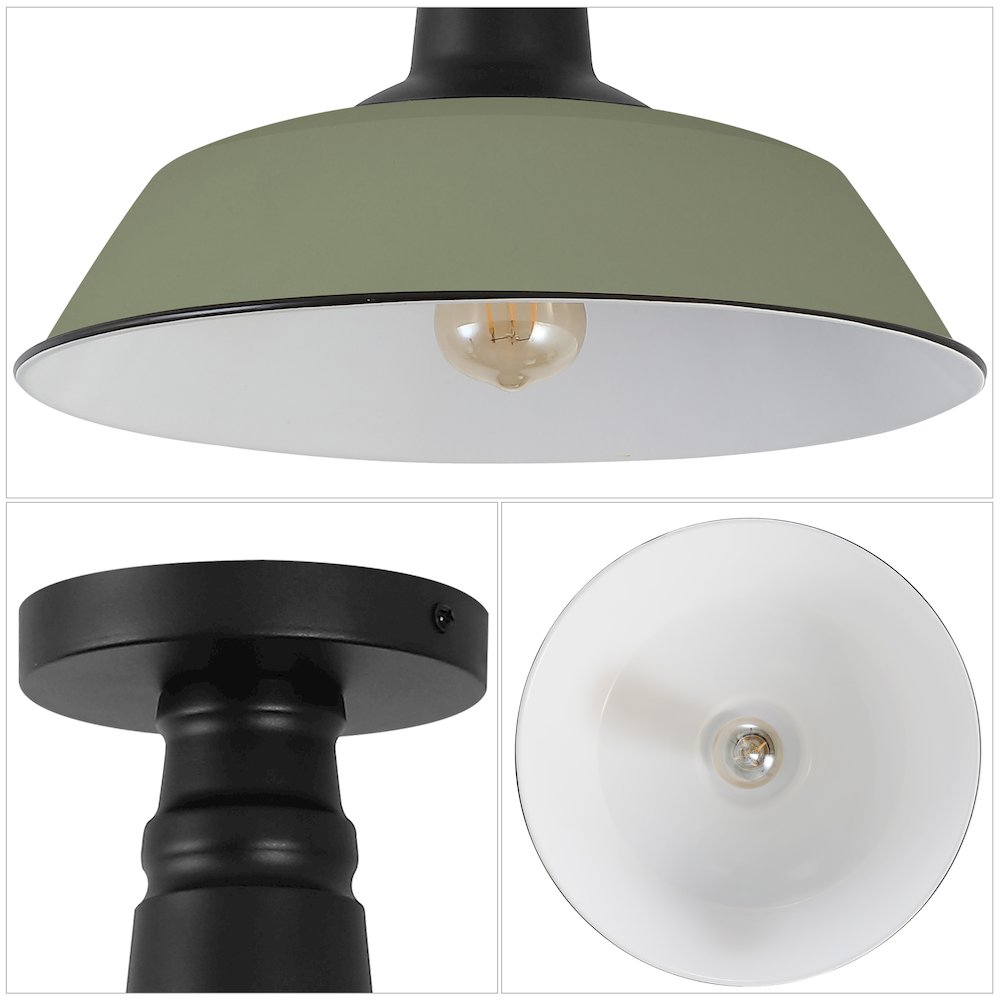 Indoor/Outdoor Iron LED Semi Flush Mount, Matte Olive Green. Picture 5