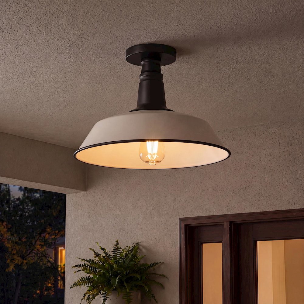 Indoor/Outdoor Iron LED Semi Flush Mount, Matte Almond. Picture 8