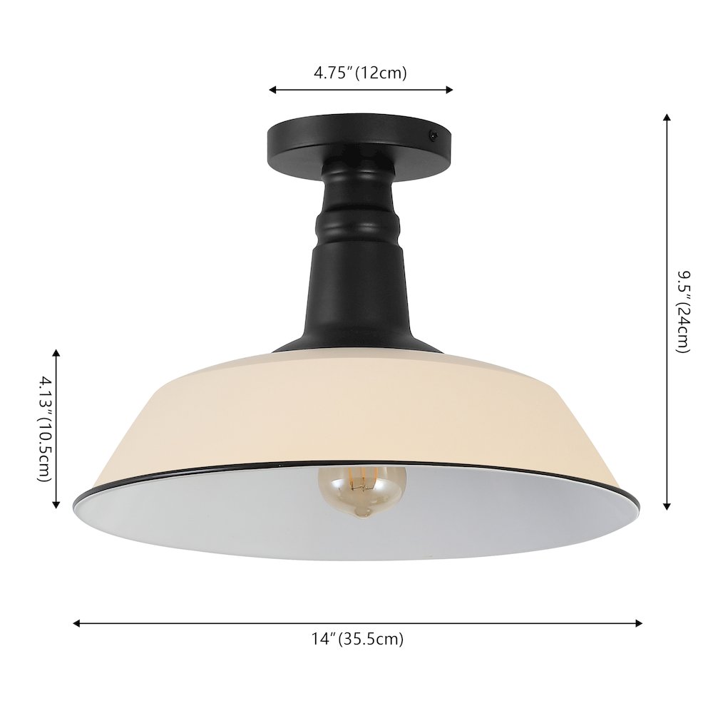Indoor/Outdoor Iron LED Semi Flush Mount, Matte Almond. Picture 4