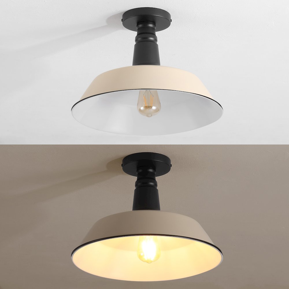 Indoor/Outdoor Iron LED Semi Flush Mount, Matte Almond. Picture 6