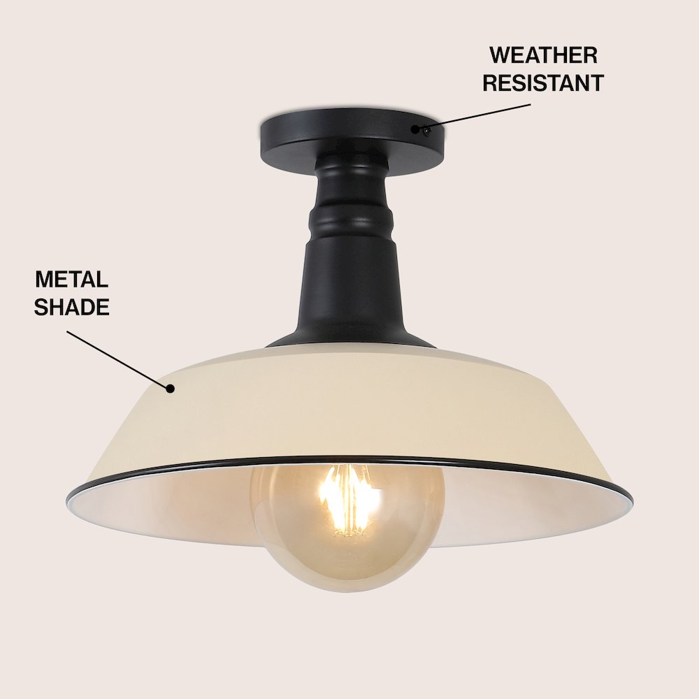 Indoor/Outdoor Iron LED Semi Flush Mount, Matte Almond. Picture 3