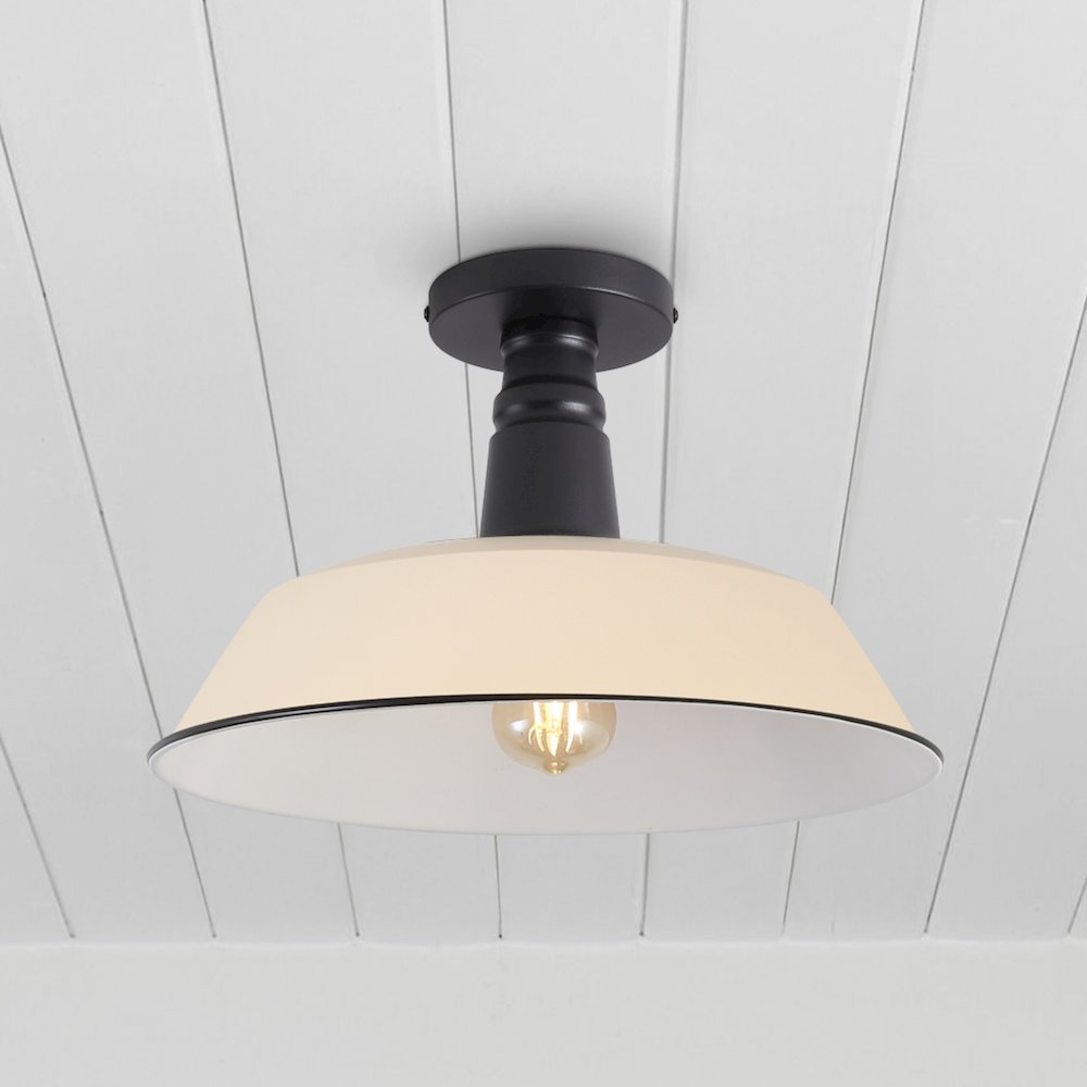Indoor/Outdoor Iron LED Semi Flush Mount, Matte Almond. Picture 7