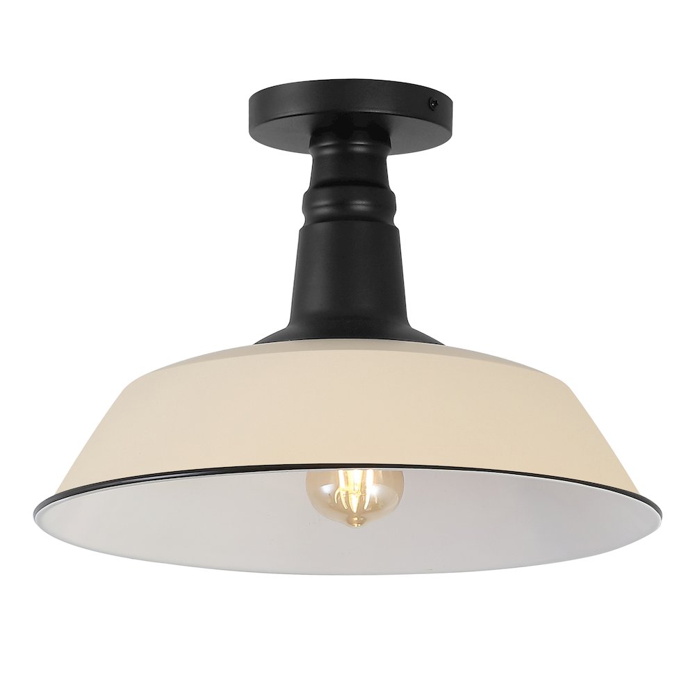 Indoor/Outdoor Iron LED Semi Flush Mount, Matte Almond. Picture 1