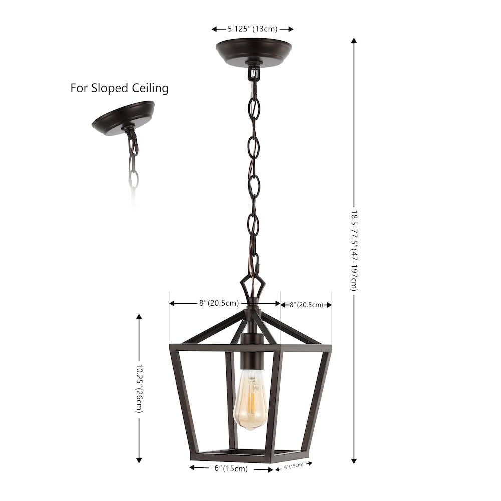 Oslin 1-Light Vintage Farmhouse Iron Chain Pagoda Led Pendant. Picture 3