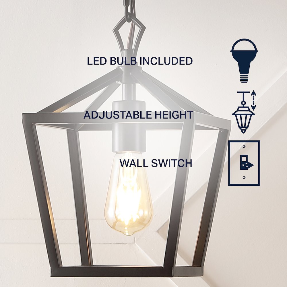Oslin 1-Light Vintage Farmhouse Iron Chain Pagoda Led Pendant. Picture 5