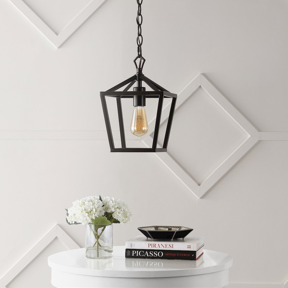 Oslin 1-Light Vintage Farmhouse Iron Chain Pagoda Led Pendant. Picture 1