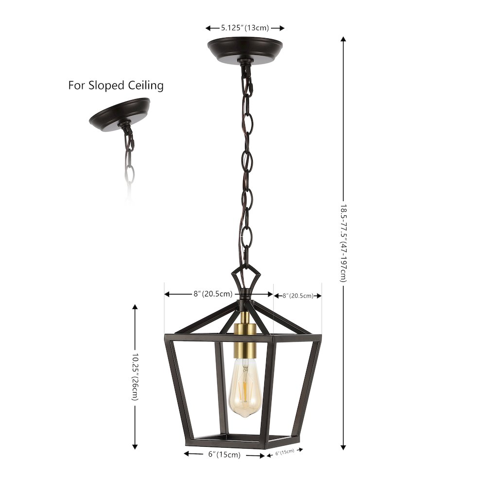 Oslin 1-Light Vintage Farmhouse Iron Chain Pagoda Led Pendant. Picture 3