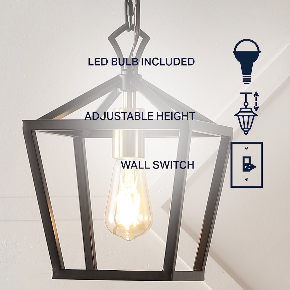 Oslin 1-Light Vintage Farmhouse Iron Chain Pagoda Led Pendant. Picture 5