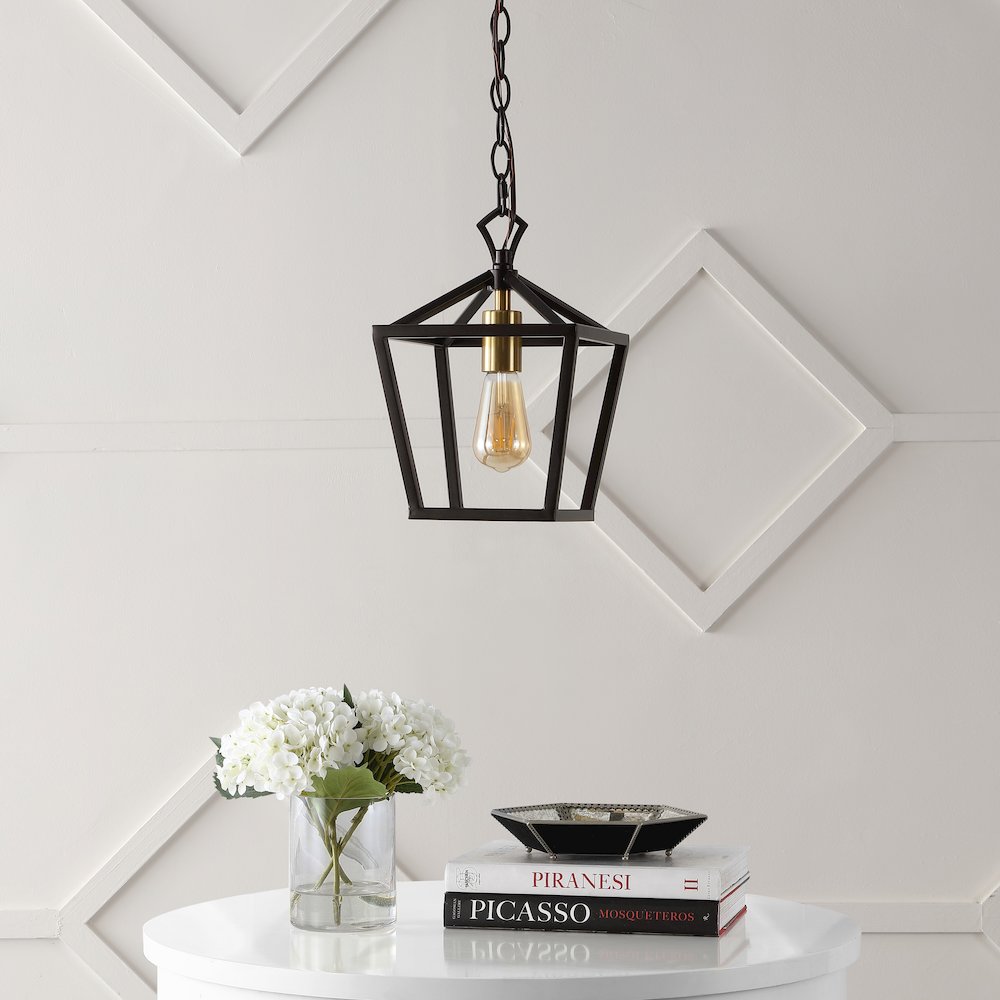 Oslin 1-Light Vintage Farmhouse Iron Chain Pagoda Led Pendant. Picture 1
