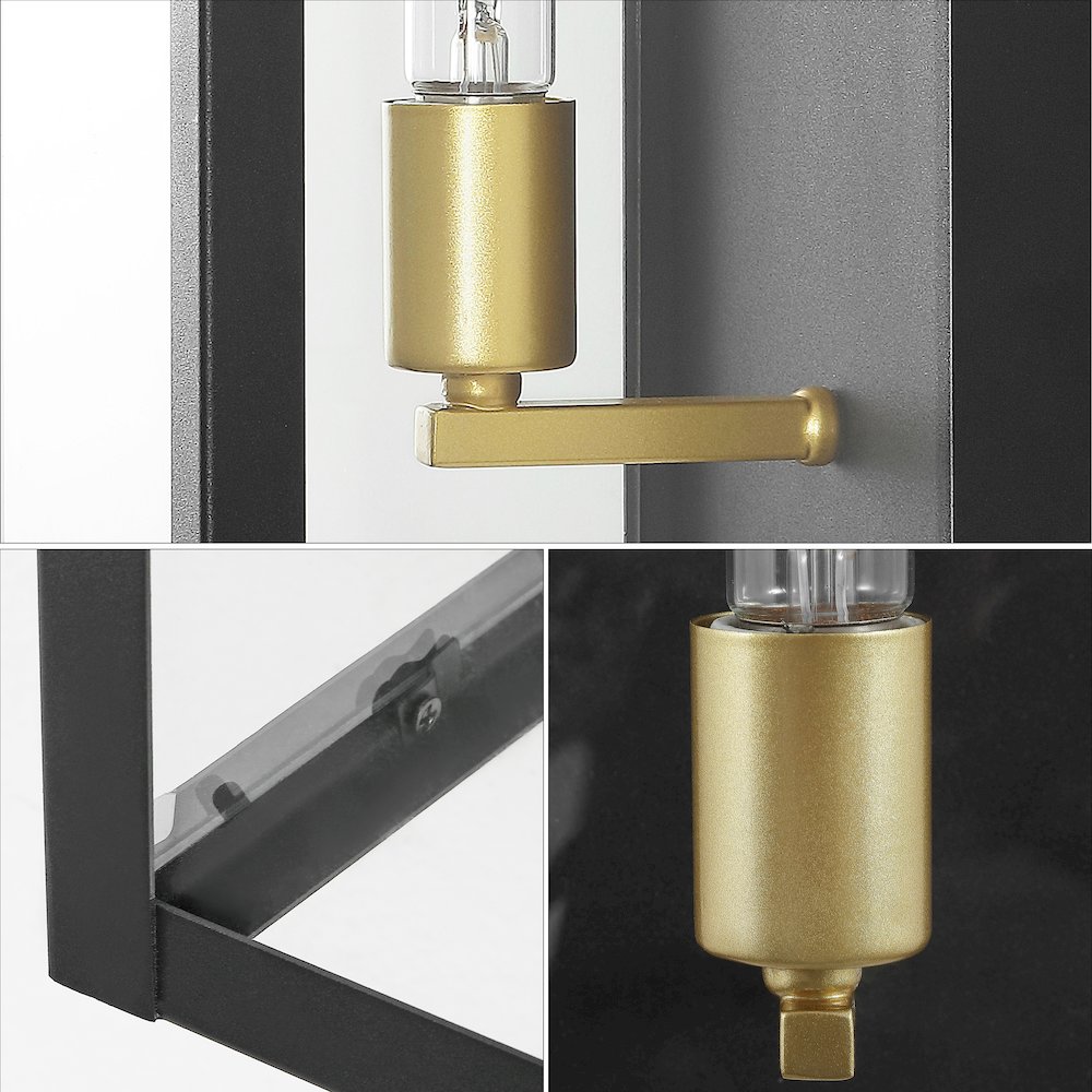 Modern Industrial Indoor Outdoor Rectangular Iron Glass LED Outdoor Lantern. Picture 4