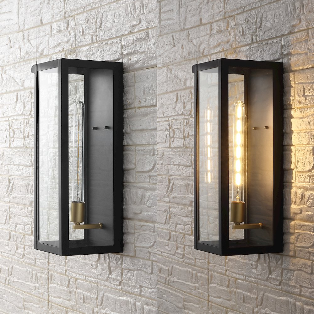 Modern Industrial Indoor Outdoor Rectangular Iron Glass LED Outdoor Lantern. Picture 2