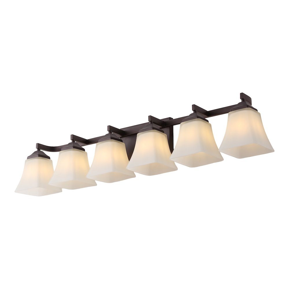 Staunton 6-Light Metal LED Vanity Light with Frosted Glass Shades. Picture 1