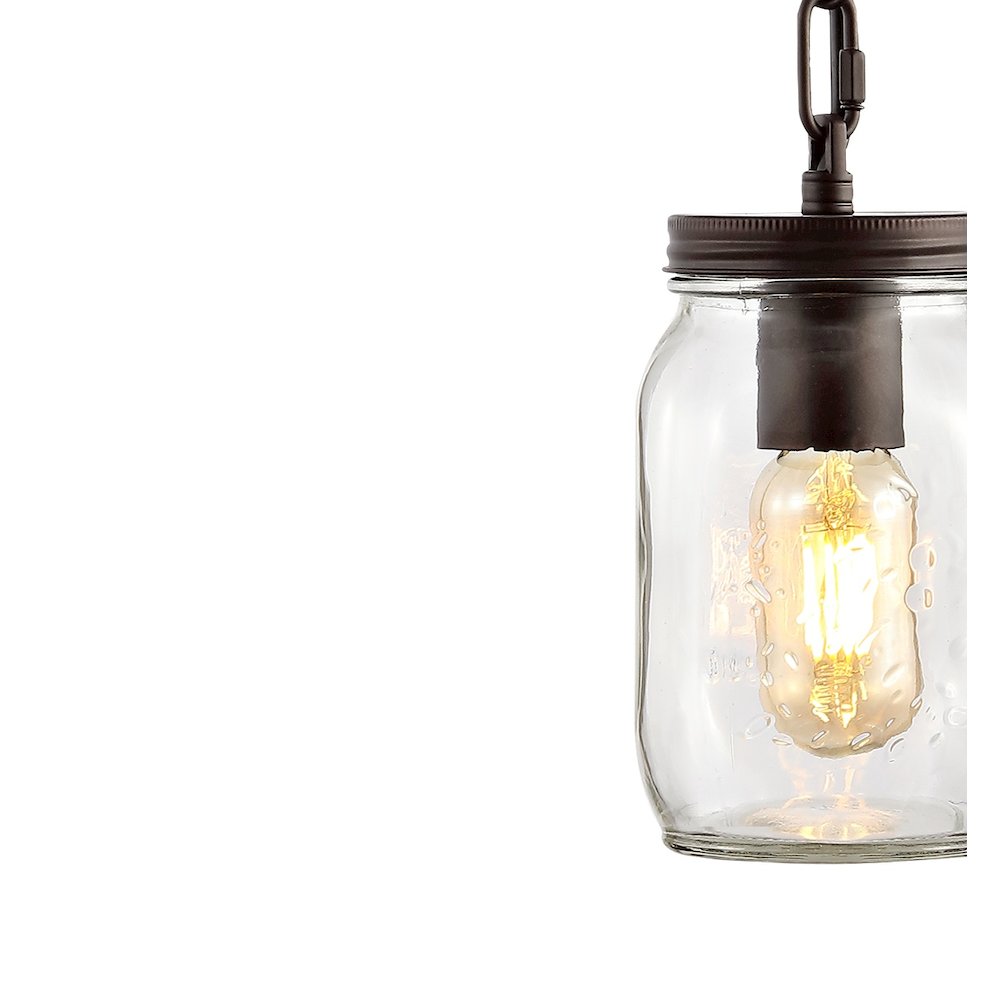 Gaines Farmhouse Industrial Iron Mason Jar Led Pendant. Picture 3
