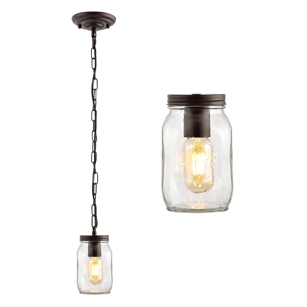 Gaines Farmhouse Industrial Iron Mason Jar Led Pendant. Picture 8