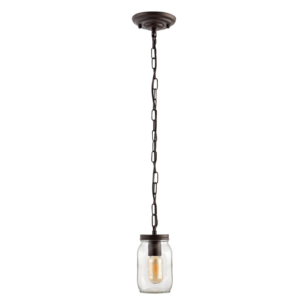 Gaines Farmhouse Industrial Iron Mason Jar Led Pendant. Picture 2