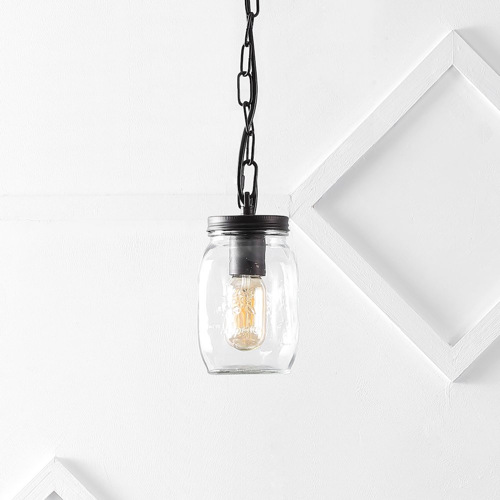 Gaines Farmhouse Industrial Iron Mason Jar Led Pendant. Picture 7