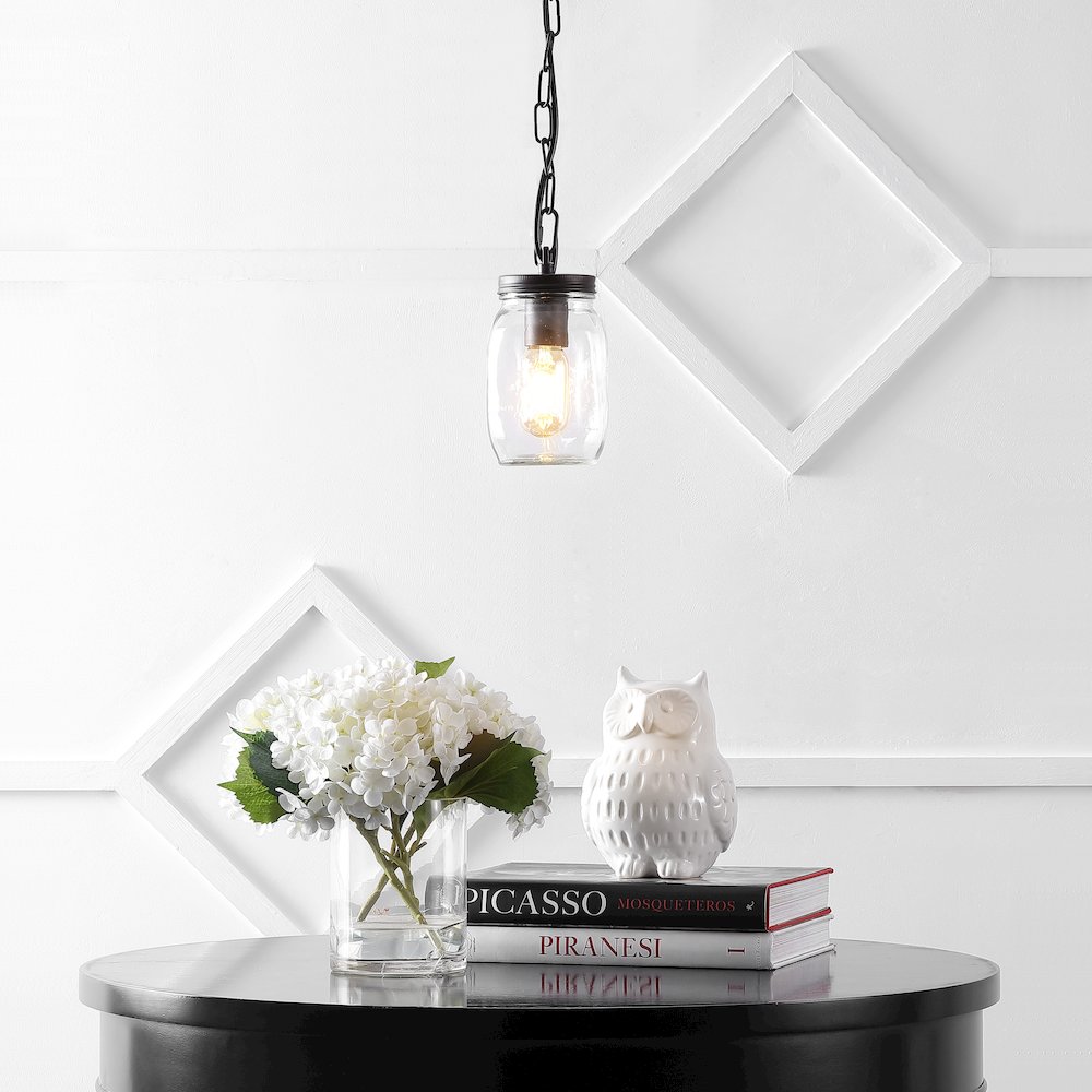 Gaines Farmhouse Industrial Iron Mason Jar Led Pendant. Picture 5