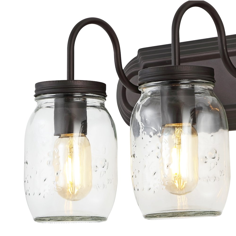 Gaines Farmhouse Industrial Iron Mason Jar Led Vanity. Picture 3