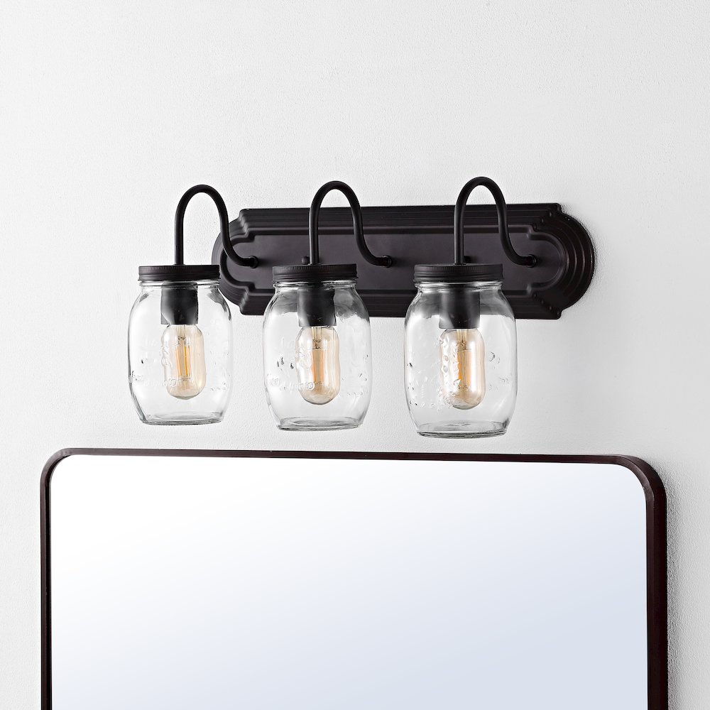 Gaines Farmhouse Industrial Iron Mason Jar Led Vanity. Picture 6