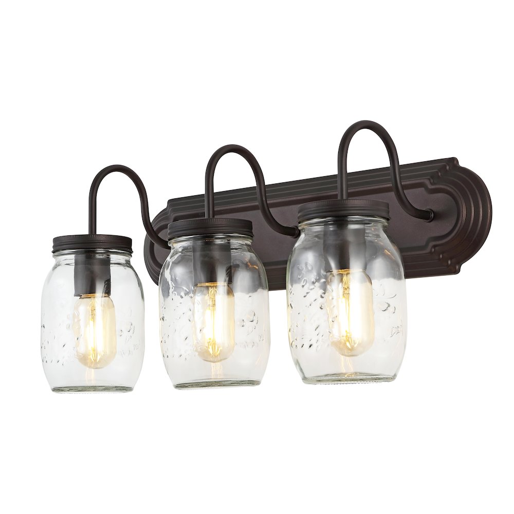 Gaines Farmhouse Industrial Iron Mason Jar Led Vanity. Picture 1