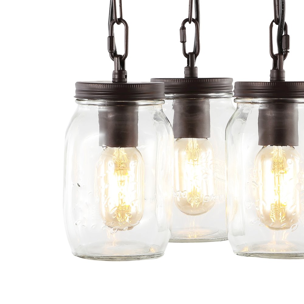 Gaines Farmhouse Industrial Iron Mason Jar Led Semi Flush Mount. Picture 2