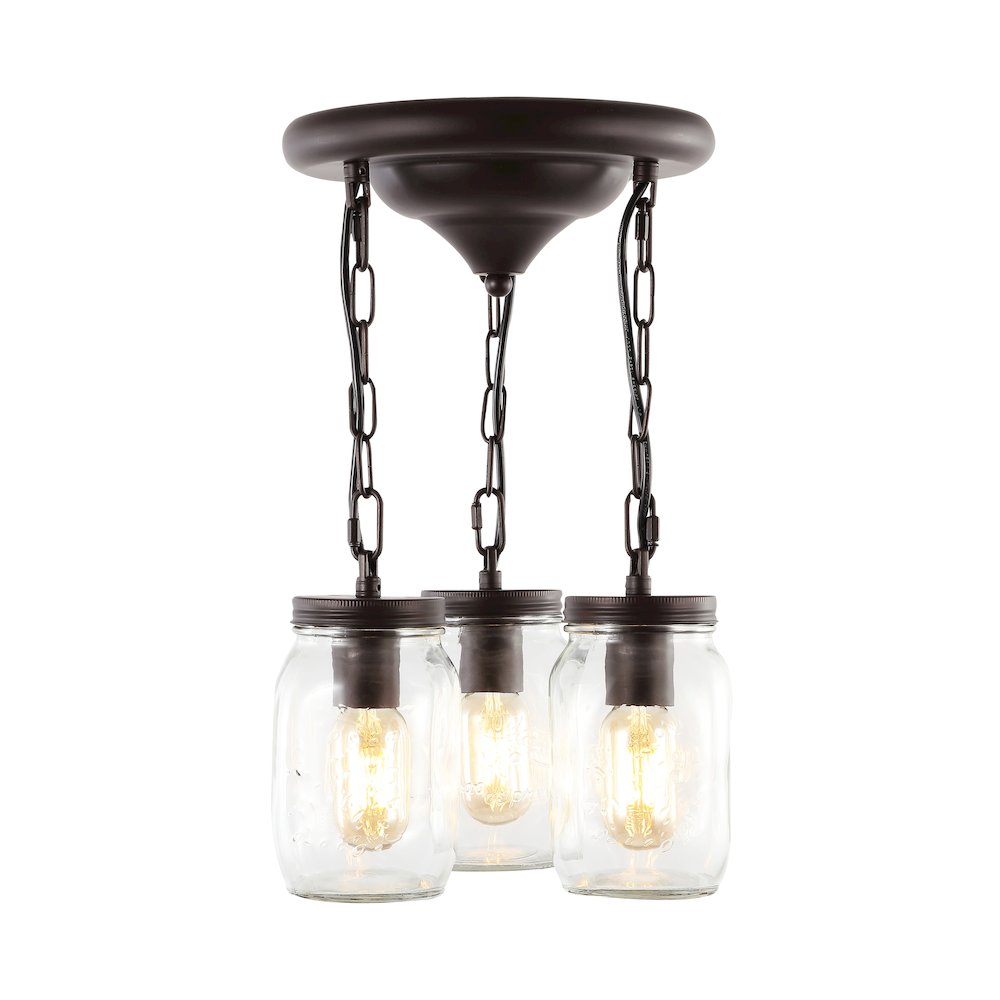 Gaines Farmhouse Industrial Iron Mason Jar Led Semi Flush Mount. Picture 7