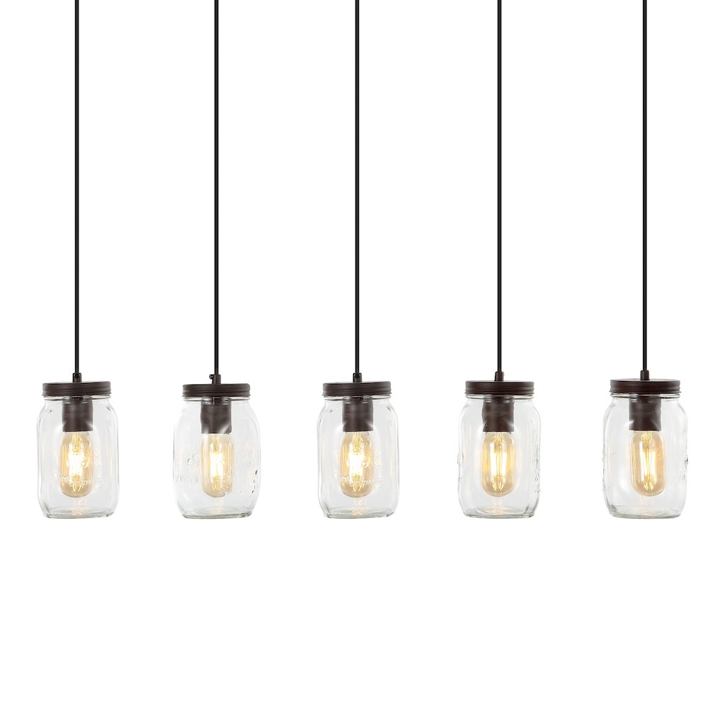 Gaines Farmhouse Industrial Iron Mason Jar Led Pendant. Picture 3