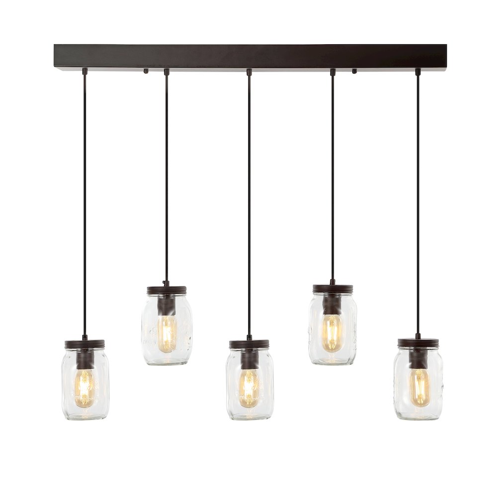 Gaines Farmhouse Industrial Iron Mason Jar Led Pendant. Picture 11