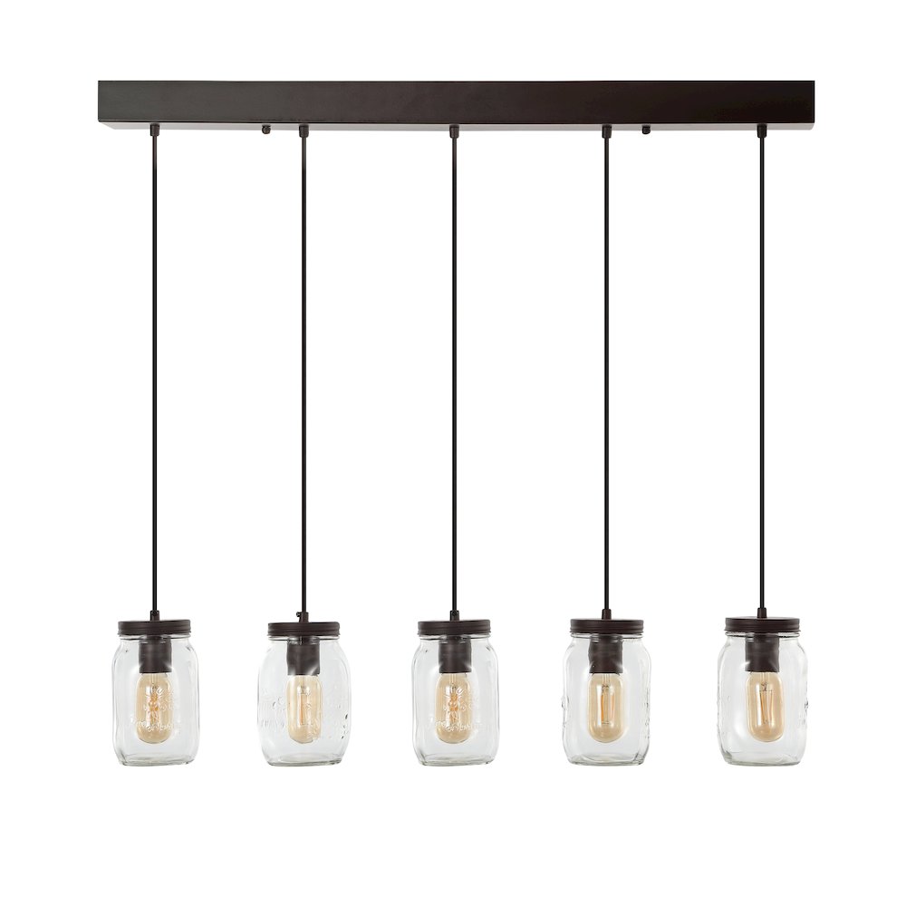 Gaines Farmhouse Industrial Iron Mason Jar Led Pendant. Picture 2
