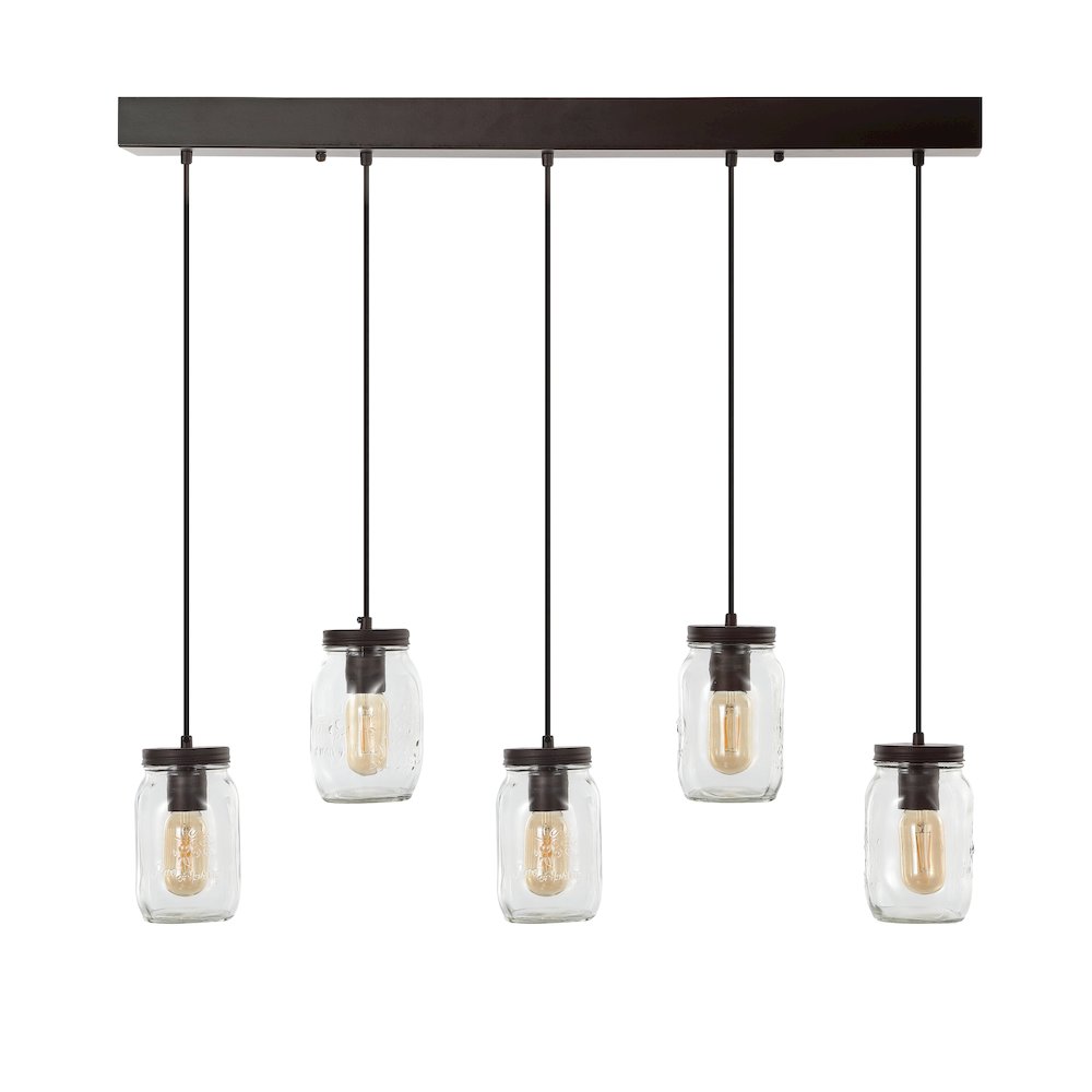 Gaines Farmhouse Industrial Iron Mason Jar Led Pendant. Picture 6